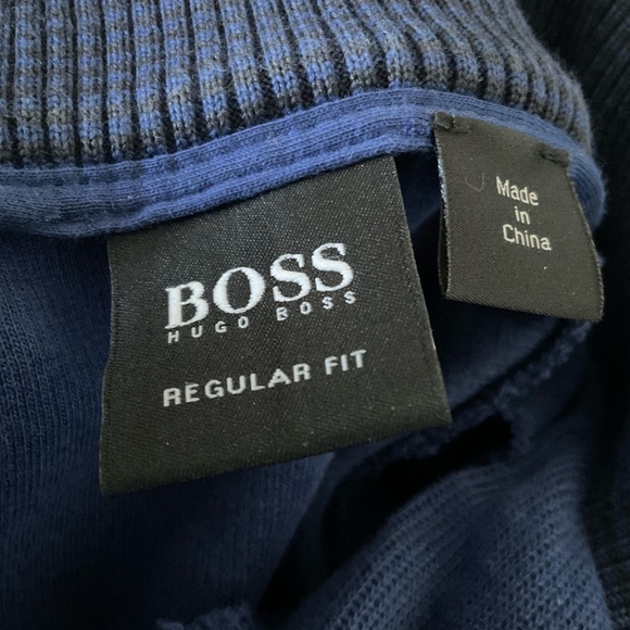 Hugo Boss Men’s Blue 100% Cotton Pullover Snap Closure Mock Neck Sweater Size M - Picture 3 of 7